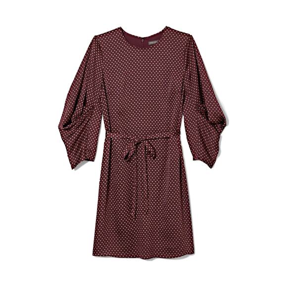 VINCE CAMUTO Women's 2 2P Petite Trinket Dress Wine Shift Ruched Sleeve Bust 34" - Picture 8 of 8